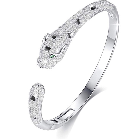 Panther Cuff Bangle Bracelet Cubic Zirconia - Picture 5 of 8
